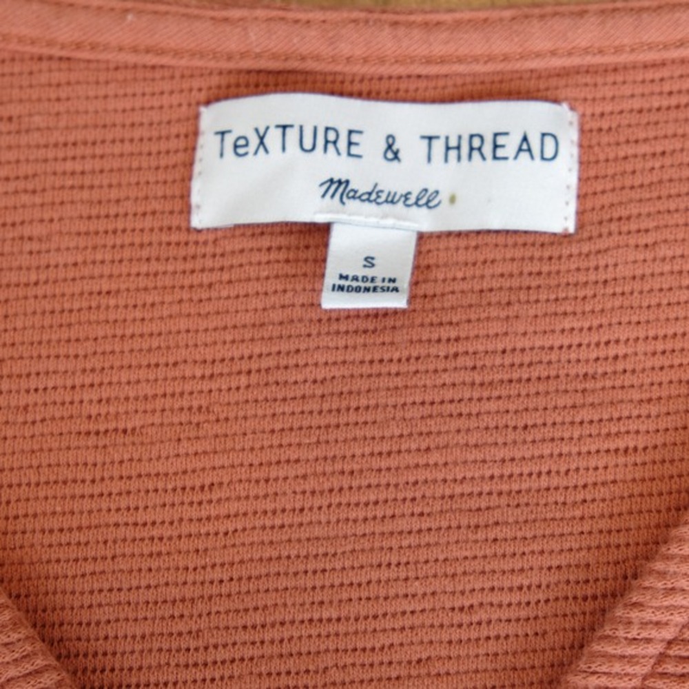 Madewell Texture & Thread‎ Top Women Sz S Cotton Orange Long-Sleeve Tie-Front - Picture 4 of 9